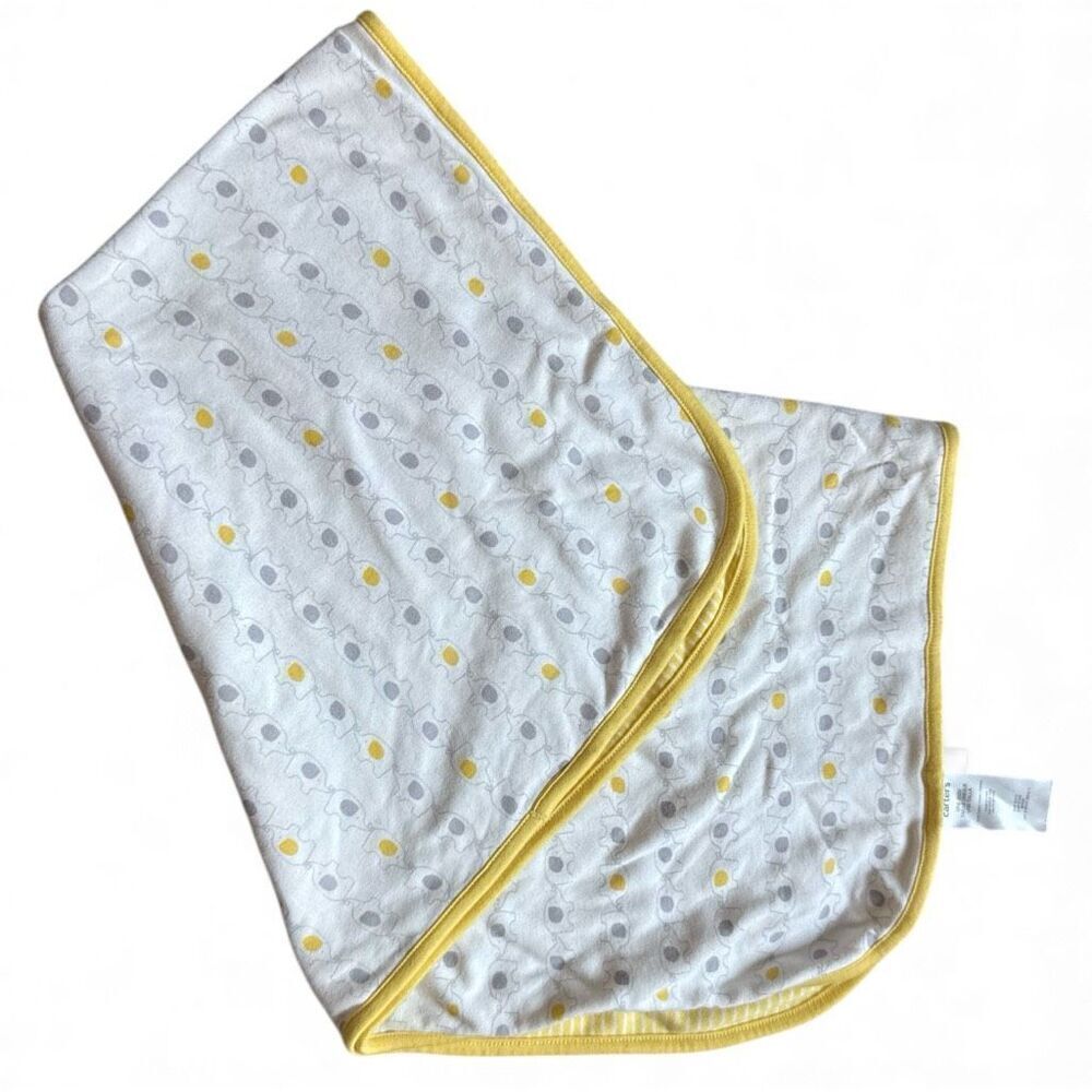 Baby Boys Carters Just One You Elephant Print Yellow Cotton Baby Blanket